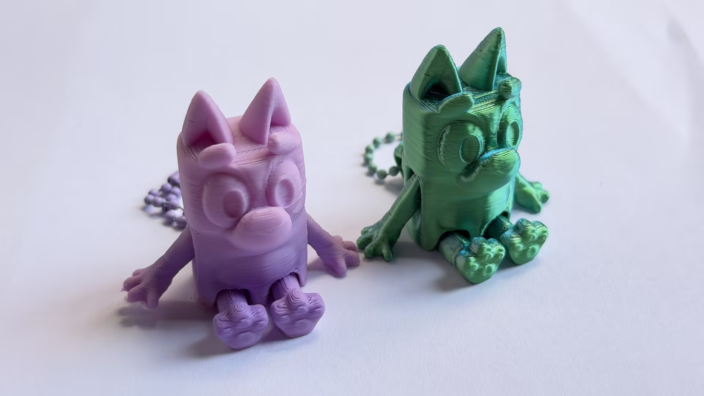 3D-printed anime-style kitten keychain