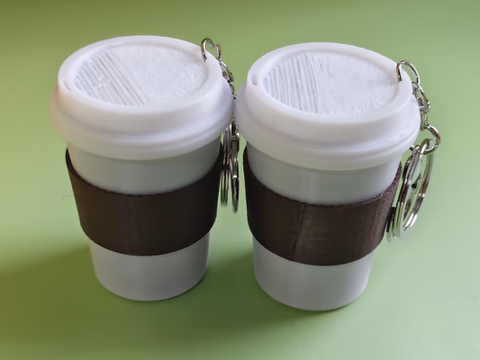 3D printed coffee cup push-toy keychain