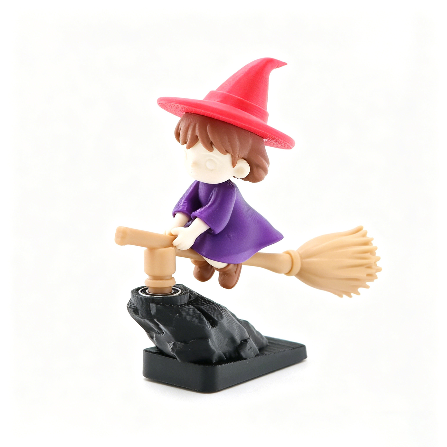 3D-printed cute witch's flying broomstick