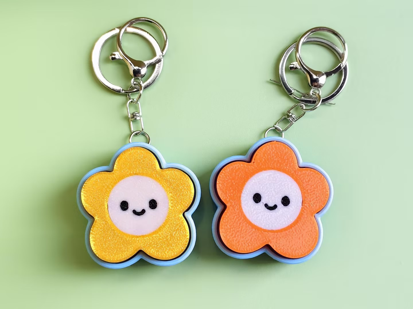 3D printed sunflower push-toy keychain