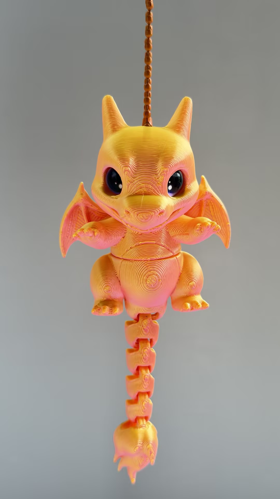 3D-printed fire-breathing dragon keychain