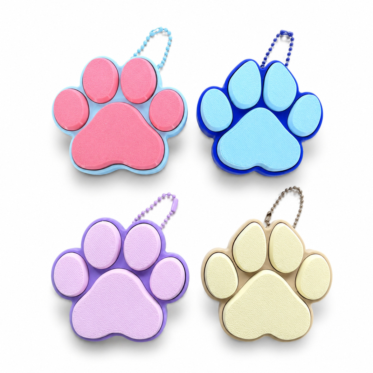 3D Printed Cute Cat Paw Fidget Keychain