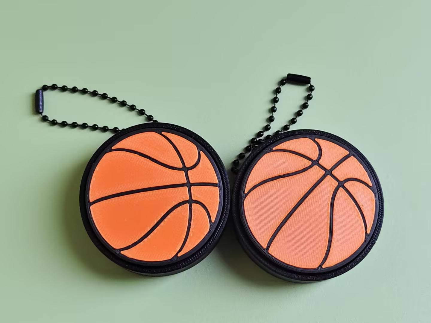 3D printed basketball push-toy keychain
