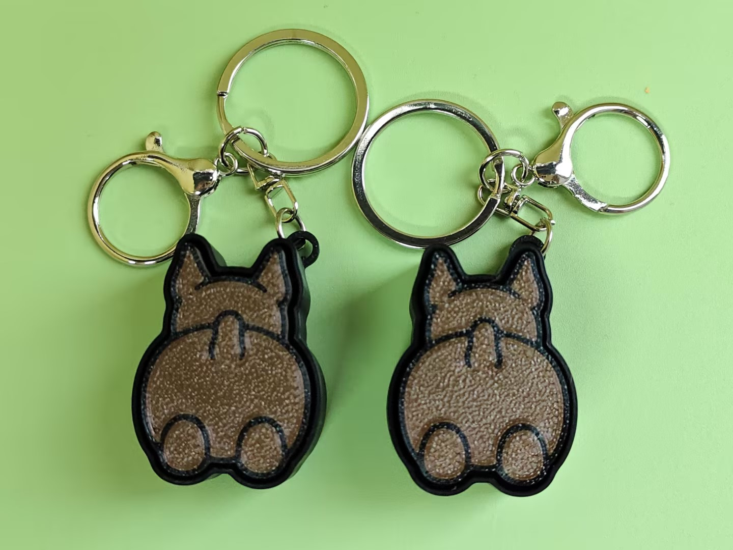 3D printed puppy push-toy keychain