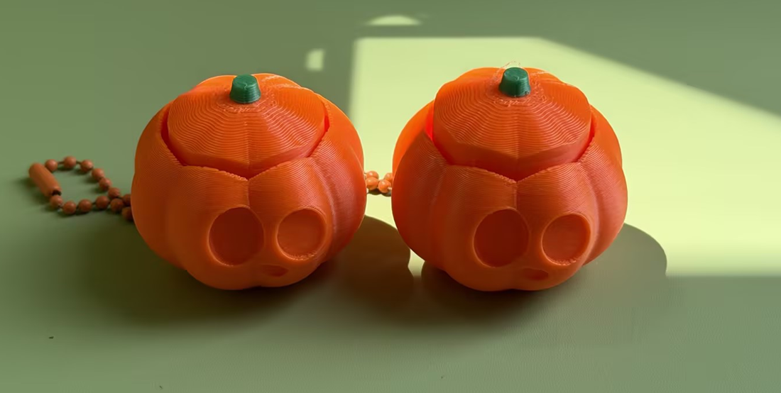 3D Printed Pumpkin Push-Button Keychain