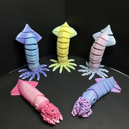 3D-printed articulated rocket-squid-octopus