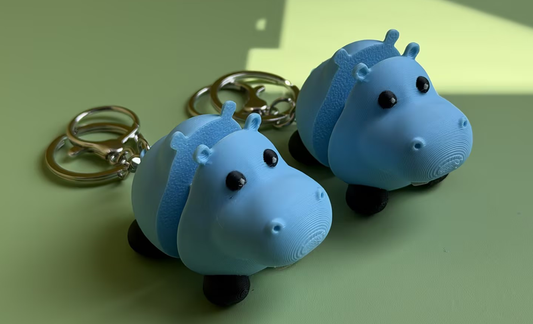 3D Printed Hippo Push-Button Keychain