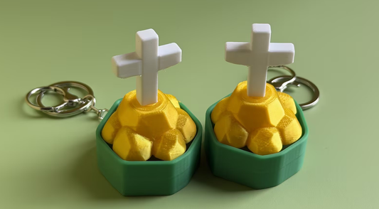 3D Printed Cross Push-Button Keychain