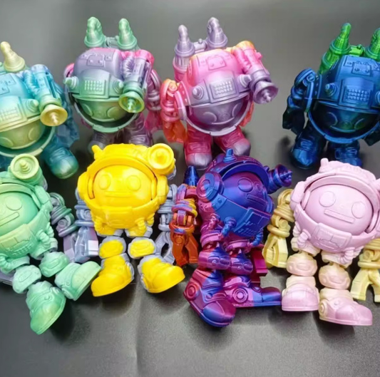 3D-printed 'Egg-boy' space-flying robot figure