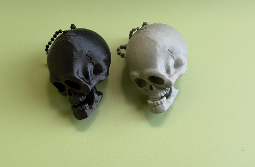 3D Printed Skull Push-Button Keychain