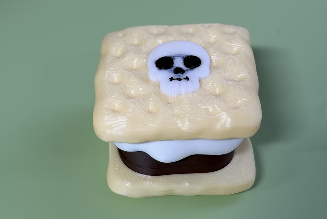 3D Printed Skull Sandwich Cookie Push-Button Ornament