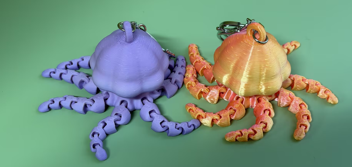 3D Printed Jellyfish Push-Button Keychain