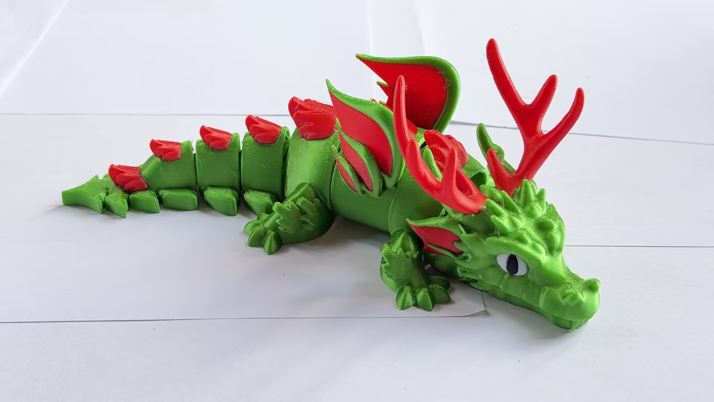 3D-printed Christmas flying dragon ornament
