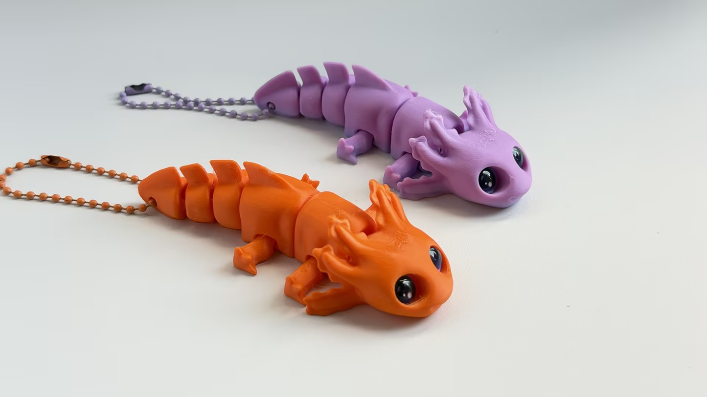 3D-printed salamander keychain