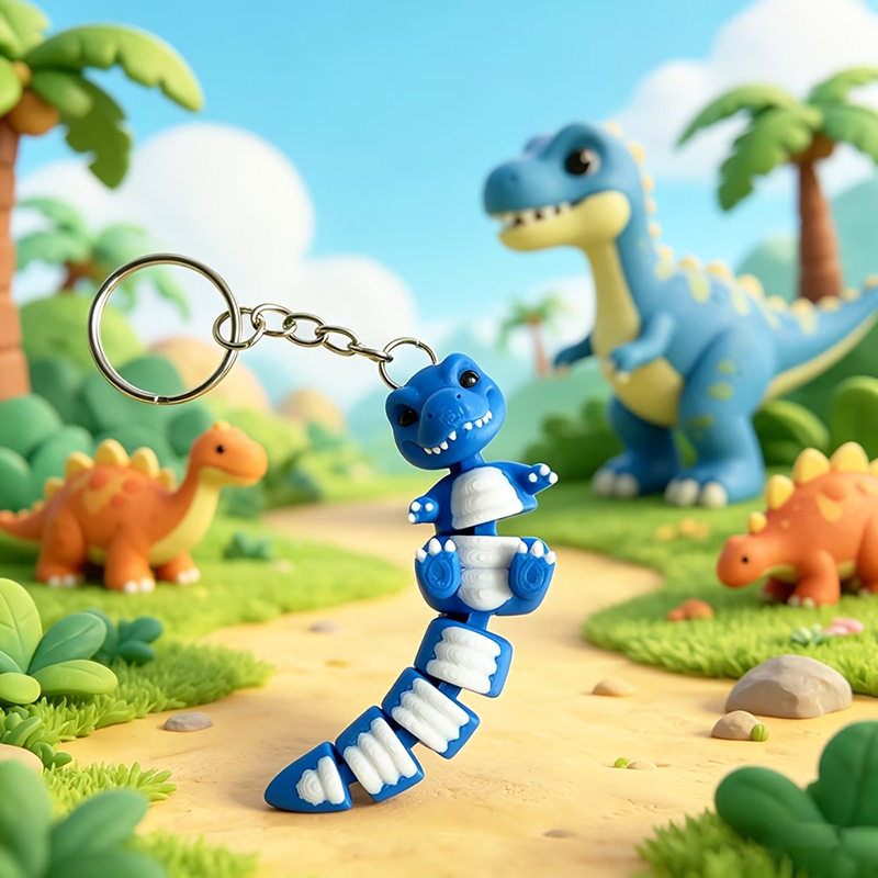 3D-printed baby T-Rex keychain