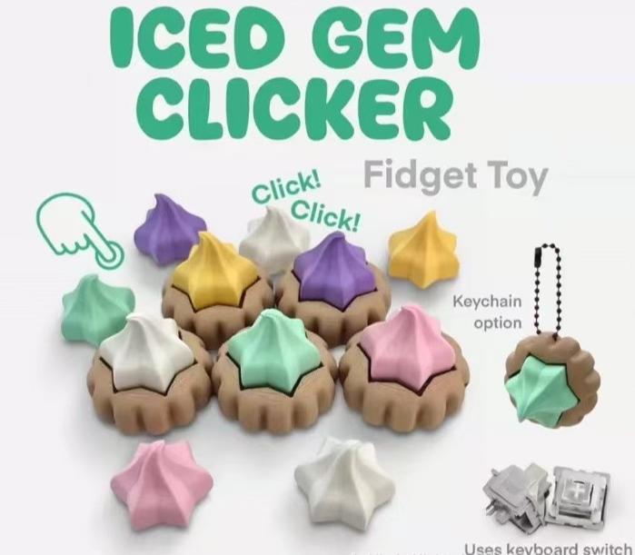 3D-Printed Ice Cream Button Keychain Charm