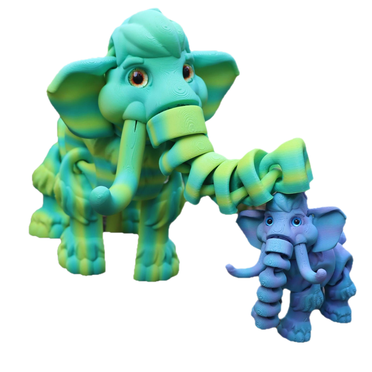 3D-printed articulated woolly mammoth figure