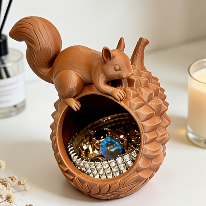 3D-printed squirrel jewelry organizer/ornament