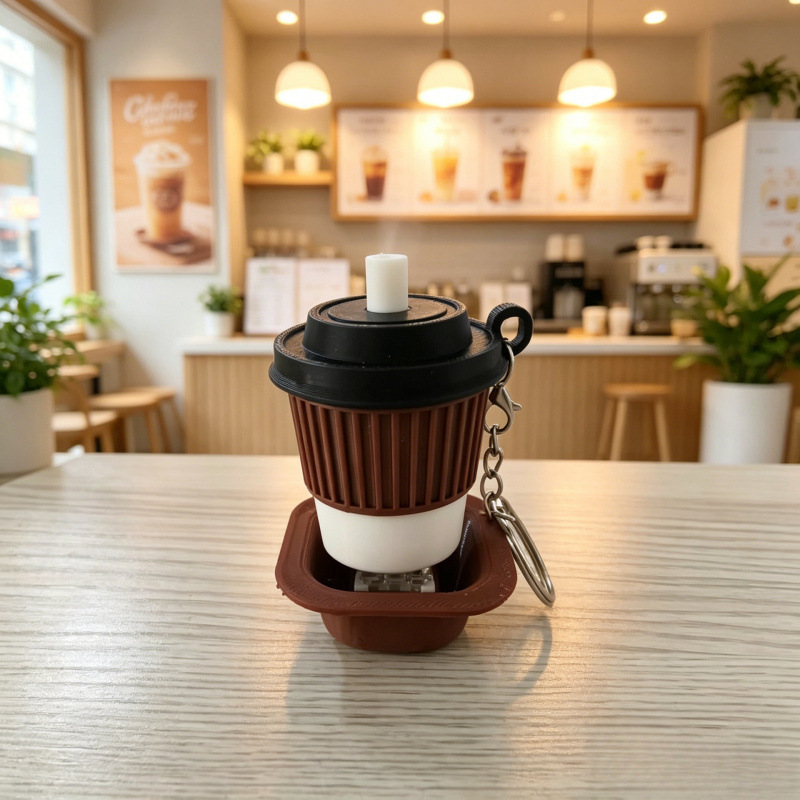 3D-printed realistic coffee cup button pusher