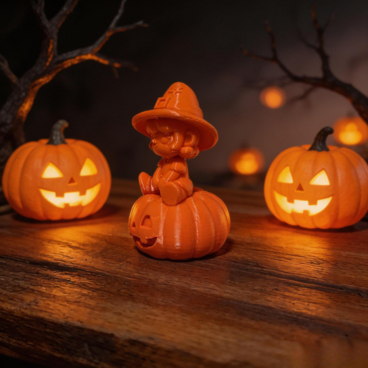 3D-printed Halloween pumpkin girl