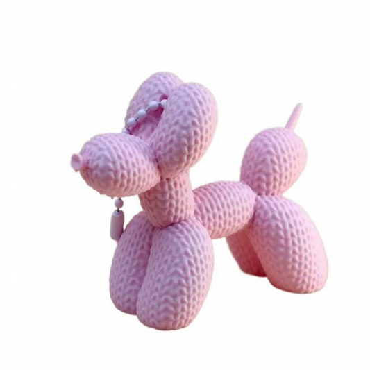 3D-printed balloon dog keychain with knitted texture
