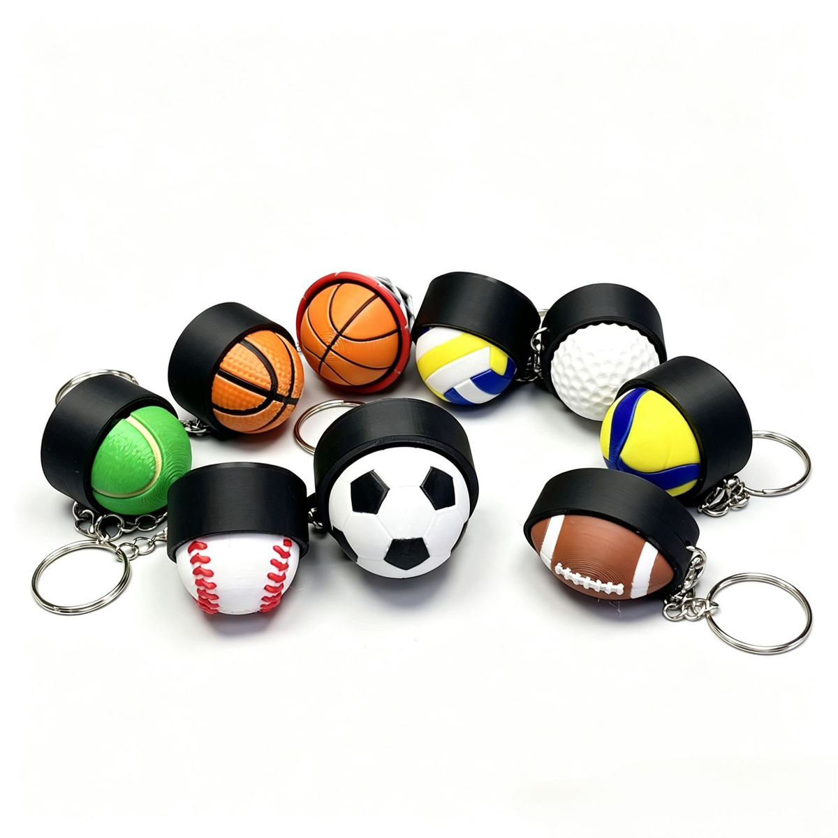 3D-printed realistic American football button stress-relief clicker keychain charm