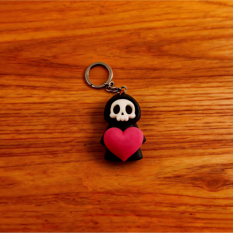 3D-printed Halloween "Grim Reaper with Heart" series keychain charm