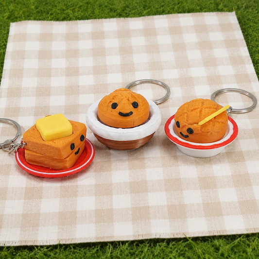 3D-printed bread clicker keychain charm