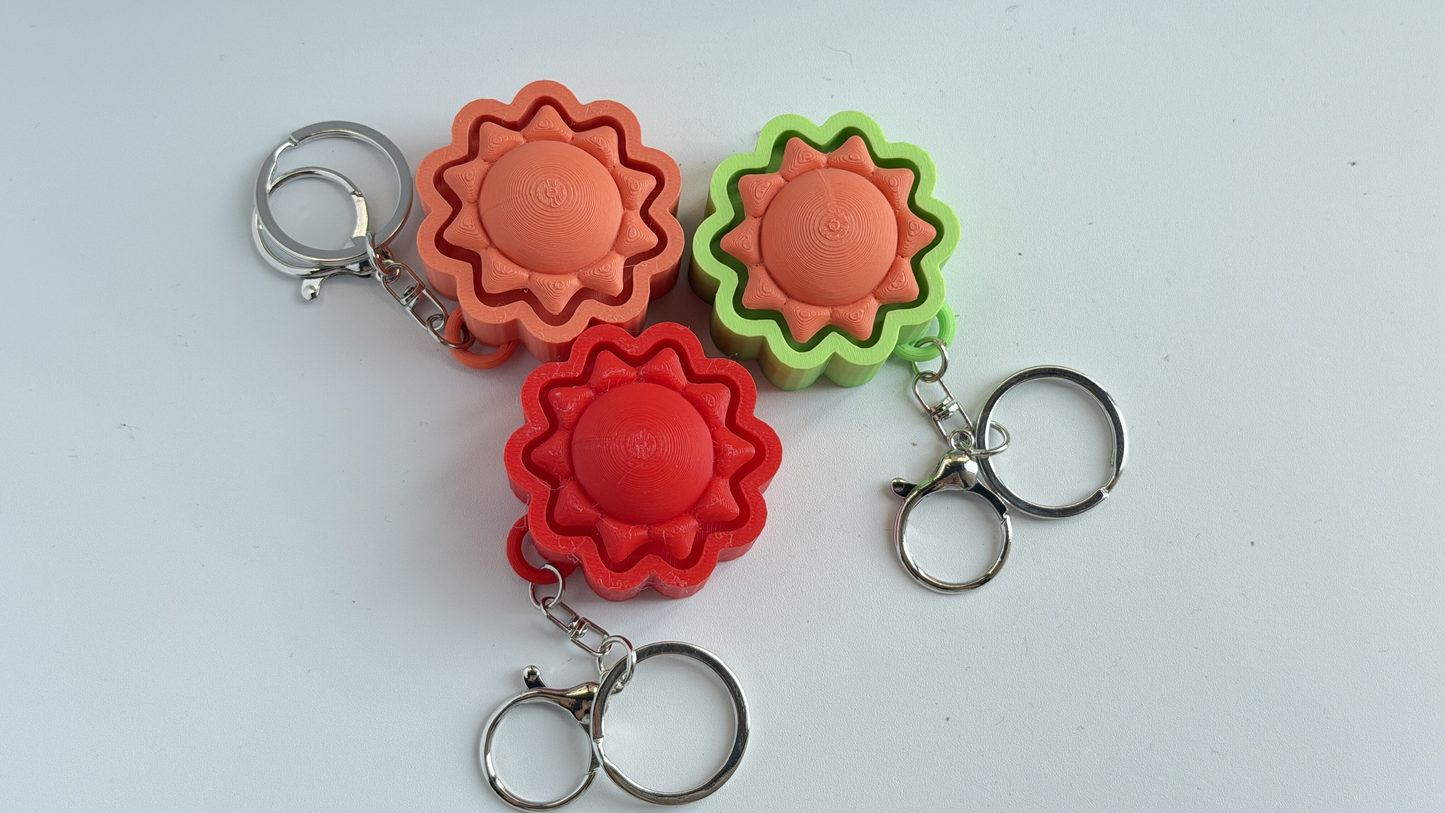 3D-printed colorful sunflower keychain