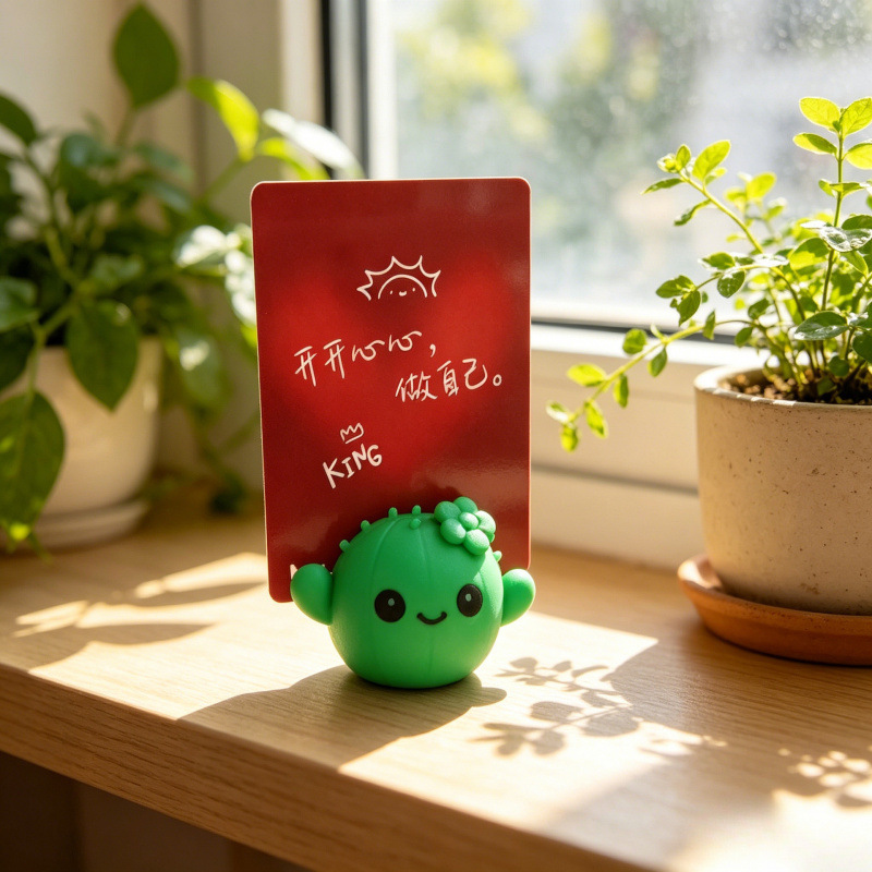 3D-printed cute cactus photo holder
