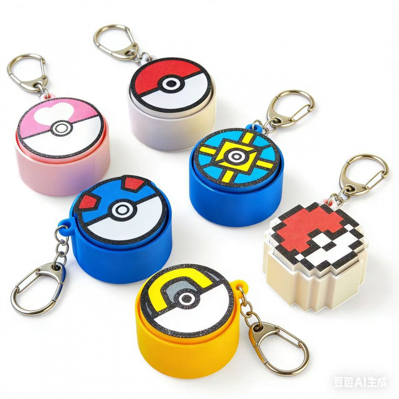3D Printed Pokémon Button Fidget Keychain Charm