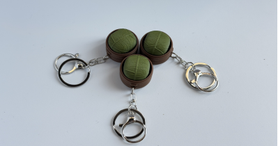 3D-printed matcha-themed food miniature keychain