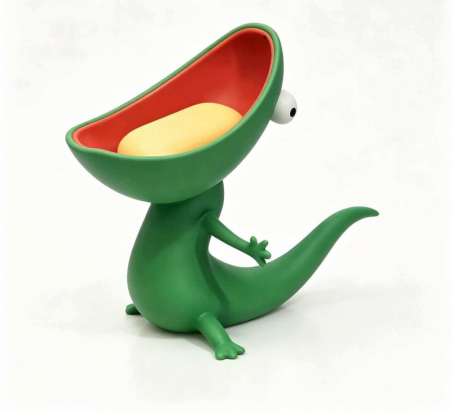 3D-printed lizard-shaped soap dish/key tray