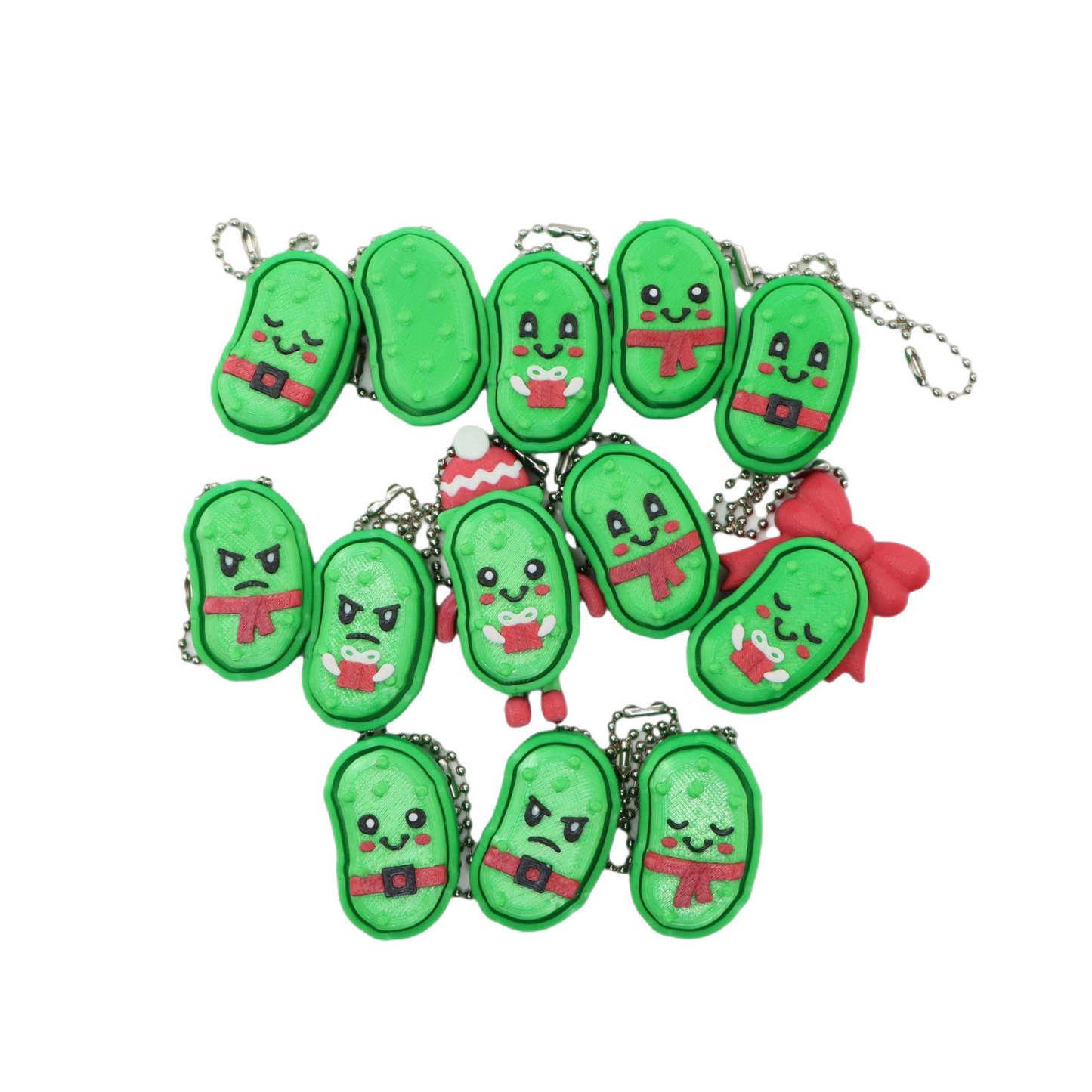 3D-Printed Cucumber Emoji Stress-Relief Clicker Keychain Charm
