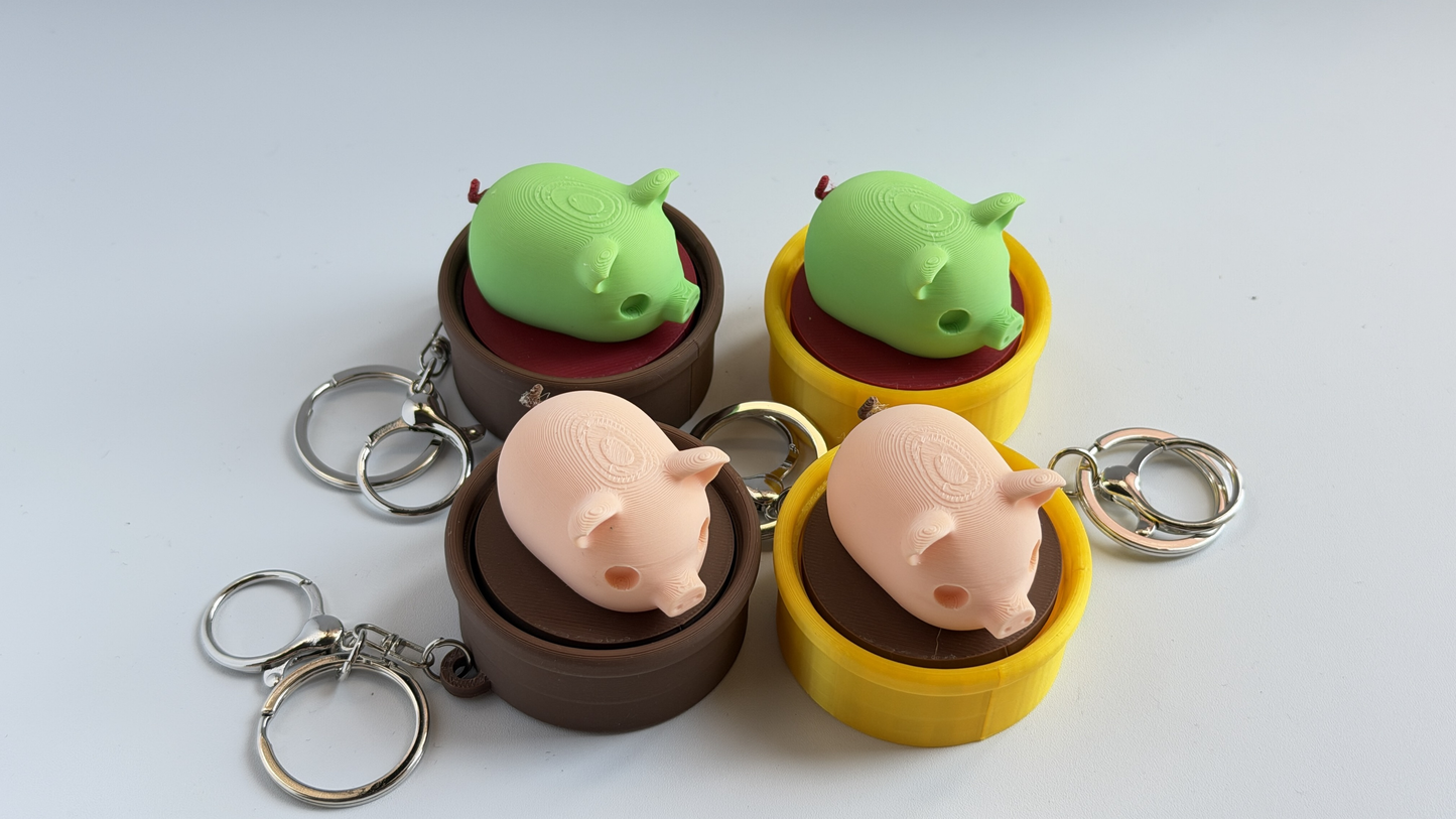 3D-printed cute piglet keychain