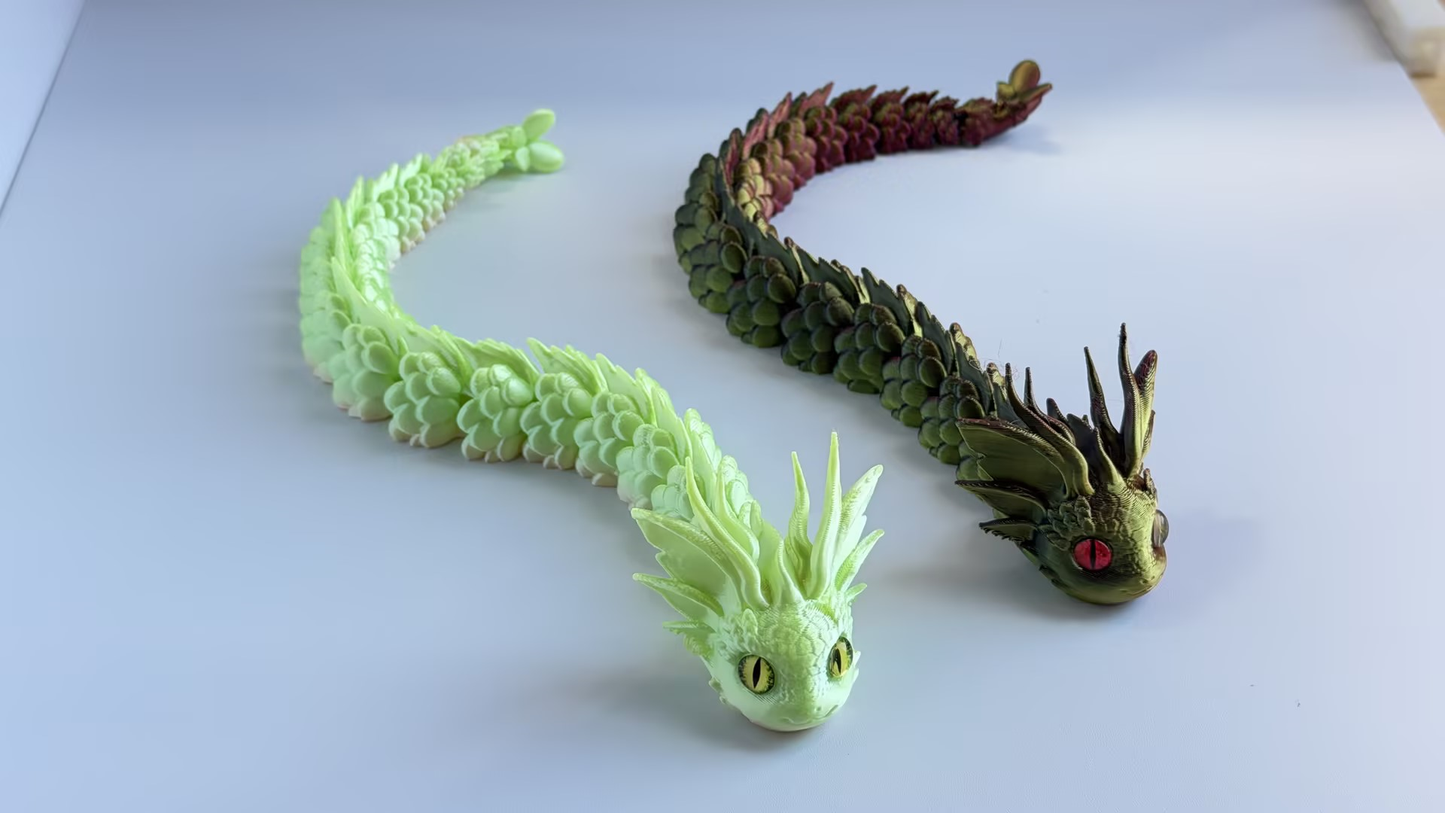 3D-printed dragon-snake figurine