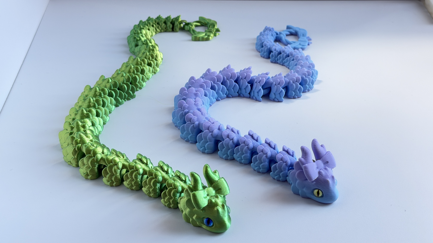 3D-printed dragon-snake figurine