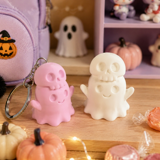 3D-printed skull-ghost keychain