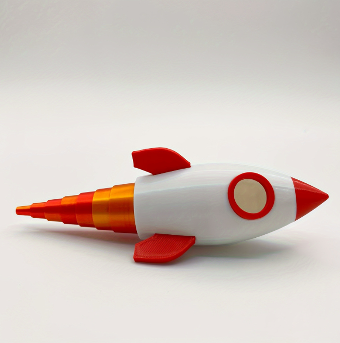 3D Printed Flame-Design Telescopic Rocket Toy