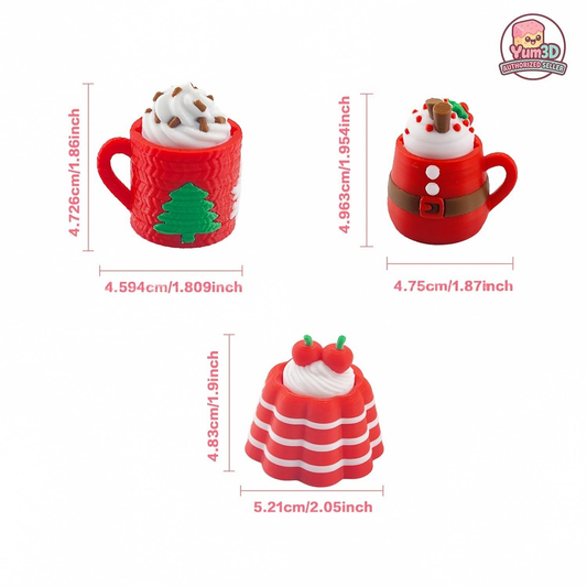 3D Printed Christmas Cup & Tree Fidget Keychain