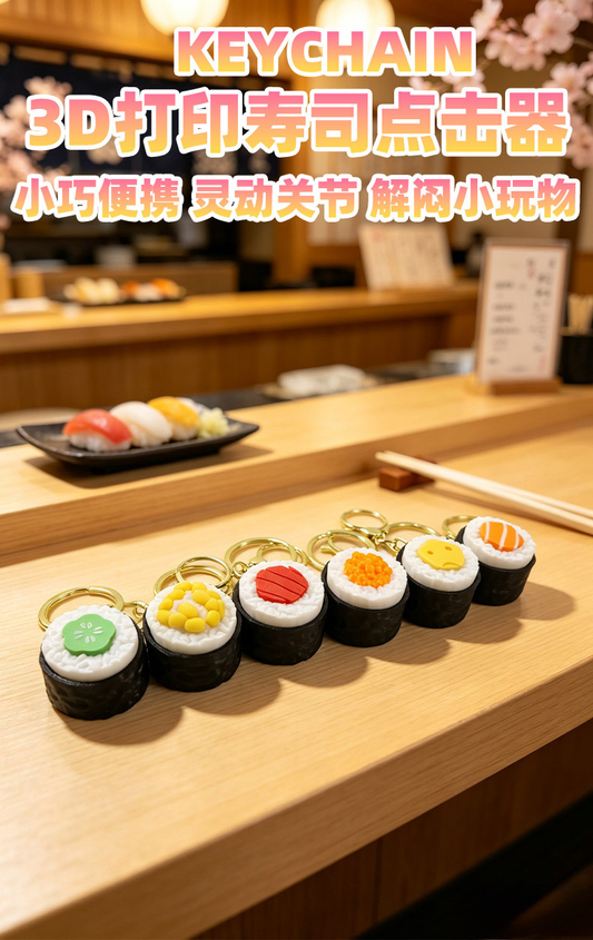3D Printed Sushi Clicker Keychain