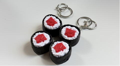3D-printed "Keycap" Sushi Miniature Keychain