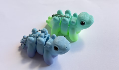 3D-printed dinosaur keychain