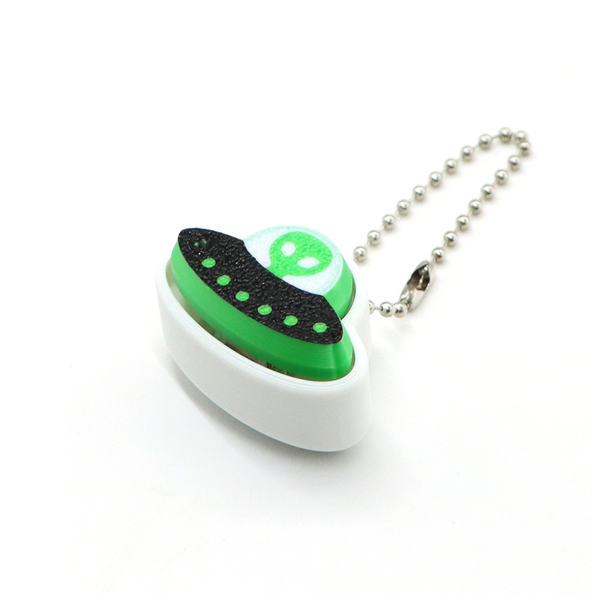 Alien Spaceship Clicker Keychain Charm