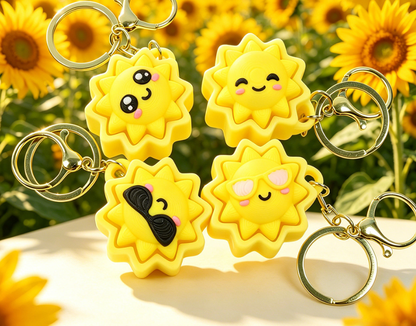 3D Printed Sunflower Fidget Clicker Keychain
