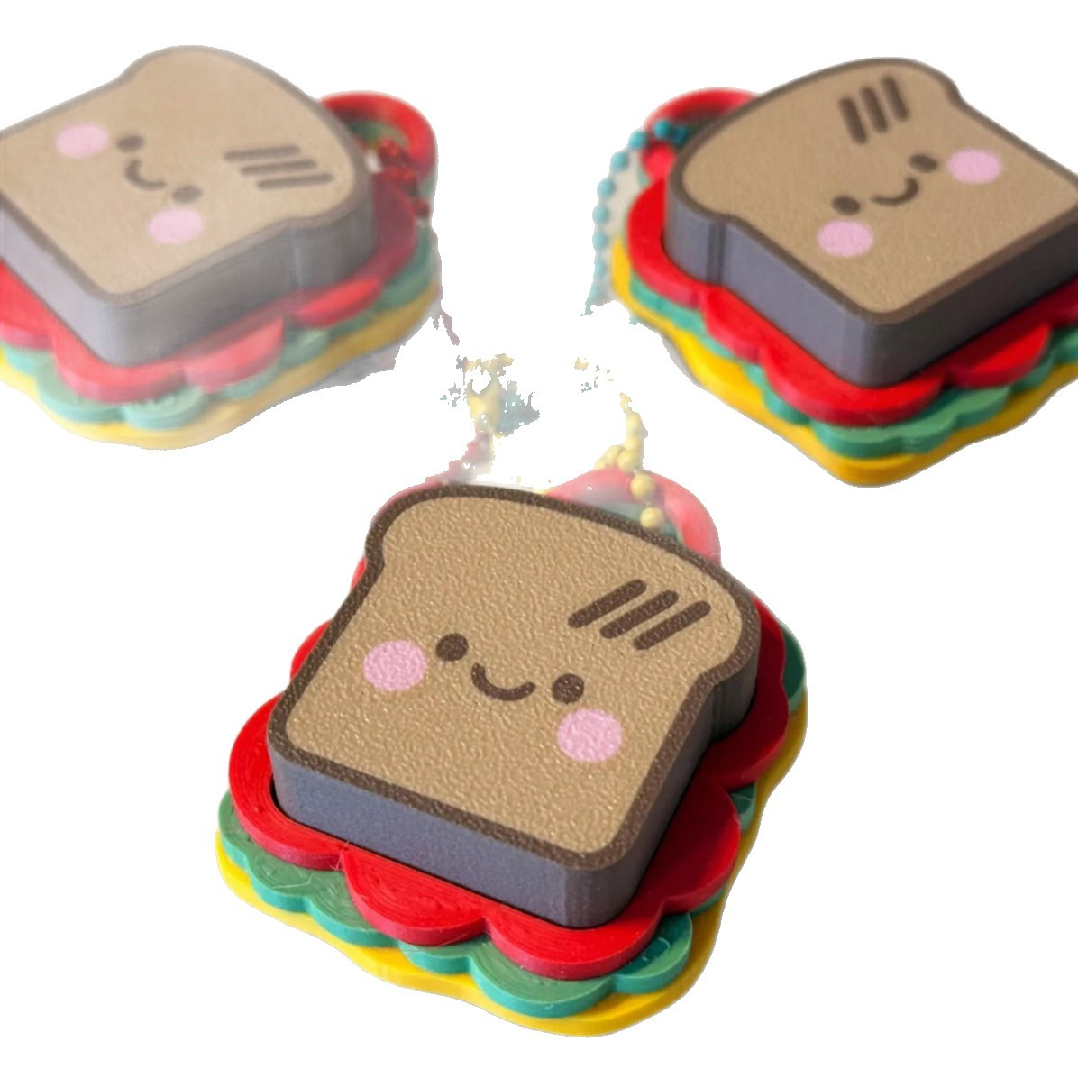 3D Printed Realistic Cute Sandwich Fidget Keychain