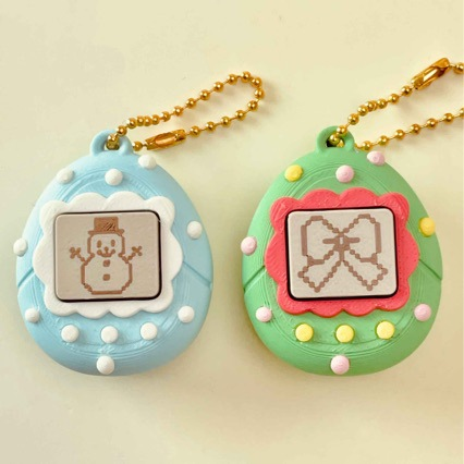 3D Printed Christmas Virtual Pet Clicker Fidget Keychain Charm