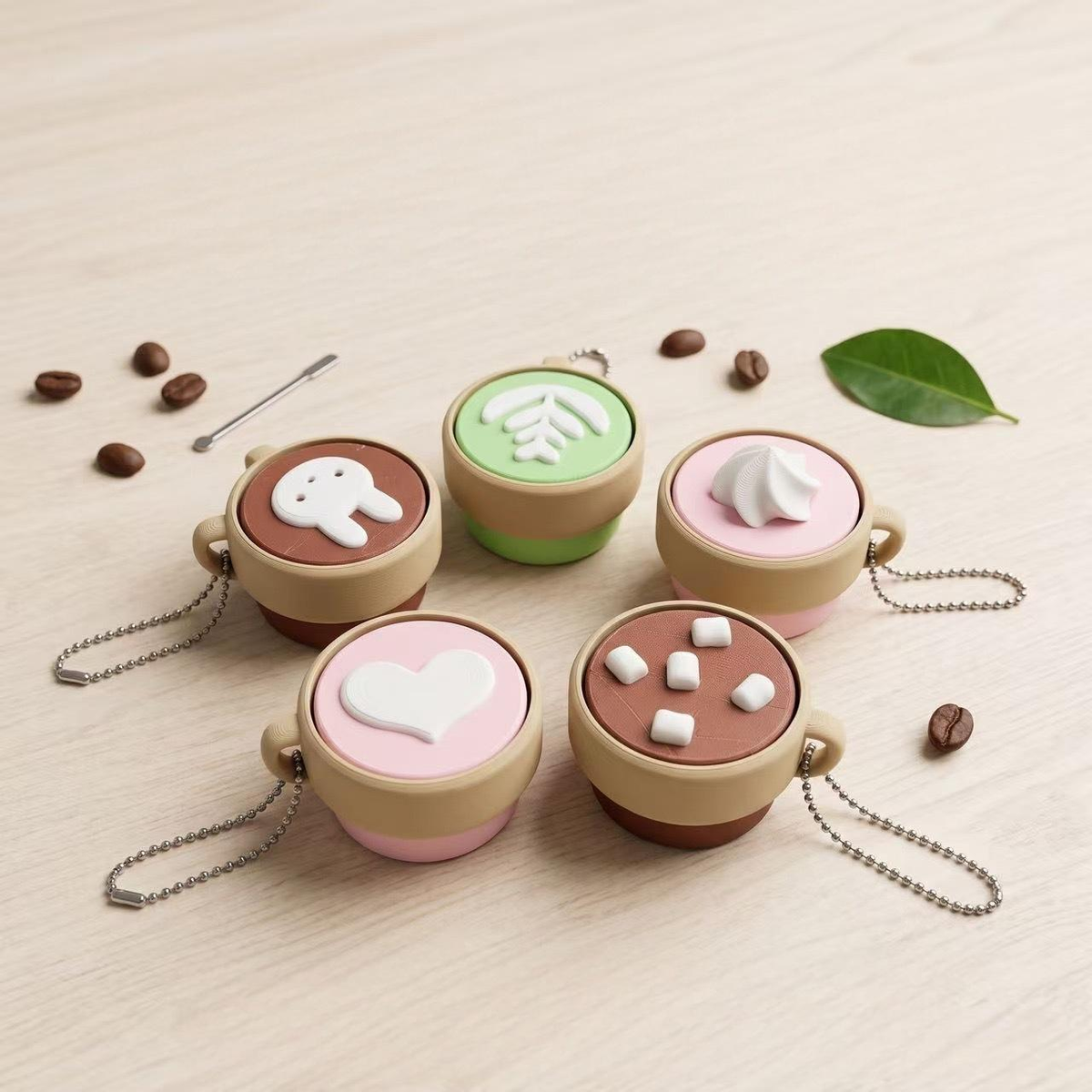 3D Printed Cappuccino Cup Clicker Keychain