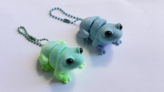 3D-printed frog keychain