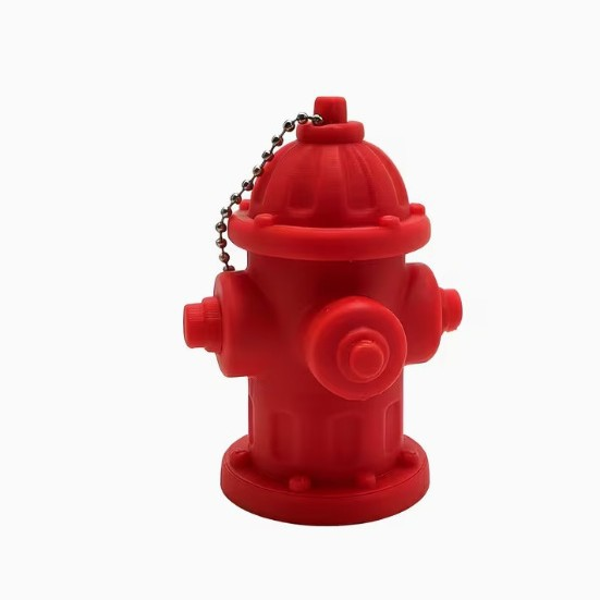 3D-printed fire hydrant button clicker keychain charm